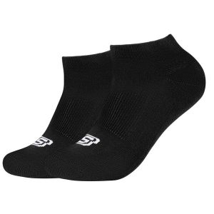 Skarpetki sportowe dla dorosłych 2PPK Basic Cushioned Sneaker Socks. Czarne skarpetki Skechers, bez wzorów, z bawełny. Za 29,99 zł.