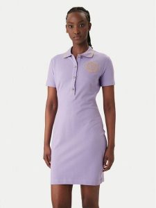 Versace Jeans Couture Sukienka codzienna 80HAOT03 CJ01T Fioletowy Slim Fit. Fioletowe kombinezony Versace Jeans Couture, s, bez wzorów, z bawełny, bez kołnierzyka, bez ramiączek. Za 435,99 zł.