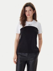 KARL LAGERFELD T-Shirt B1W17008 Czarny Regular Fit. Czarne t-shirty KARL LAGERFELD, m, bez wzorów, z bawełny, bez kołnierzyka, bez ramiączek. Za 284,99 zł.