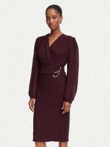 Rinascimento Sukienka koktajlowa CFC0130446003 Bordowy Slim Fit. Czerwone sukienki Rinascimento, s, bez wzorów, z syntetyku, wizytowe, bez kołnierzyka, bez ramiączek. Za 698,99 zł.