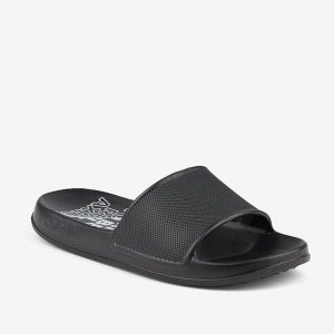 Klapki damskie Coqui. Czarne klapki Coqui, bez wzorów, z materiału, bez obcasa. Za 132,99 zł.