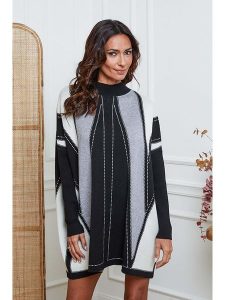 So Cachemire Sukienka dzianinowa "Jamjam" w kolorze szaro-czarnym rozmiar: S. Czarne sukienki So Cachemire, na co dzień, s, bez wzorów, z dzianiny, bez kołnierzyka, bez ramiączek, mini, proste. Za 187,96 zł.