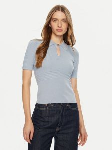 Guess Sweter W5RR10 Z2Y72 Błękitny Regular Fit. Niebieskie swetry klasyczne Guess, xs, z wiskozy, bez kołnierzyka. Za 239,99 zł.