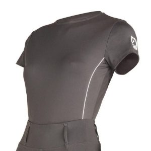 Damska koszulka do jazdy konnej Tattini Passiflora PE 2025. Szare bluzki TATTINI, bez wzorów, sportowe, bez kołnierzyka, bez ramiączek. Za 297,50 zł.