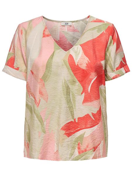 JDY Koszulka w kolorze zielono-czerwonym rozmiar: XS. Czerwone bluzki JDY, xs, bez wzorów, bez kołnierzyka, bez ramiączek. Za 43,78 zł.