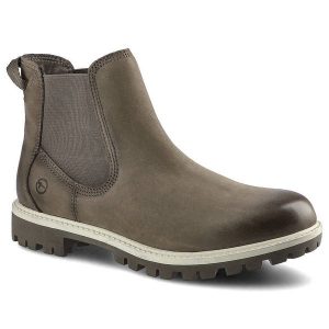 Brązowe Botki Tamaris Damskie Wygodne Modne Obuwie. Brązowe botki Tamaris, bez wzorów, z materiału, bez obcasa, na obcasie, bez zapięcia. Za 259,00 zł.