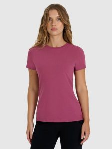 4F T-shirt slim gładki damski - czerwony S. Czerwone t-shirty 4f, s, bez wzorów, z bawełny, bez kołnierzyka, bez ramiączek. Za 39,99 zł.