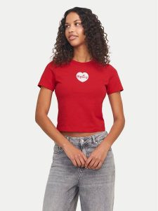 JJXX T-Shirt Gigi 12277657 Czerwony Stretch Fit. Czerwone t-shirty JJXX, l, bez wzorów, z bawełny, bez kołnierzyka, bez ramiączek. Za 49,99 zł.