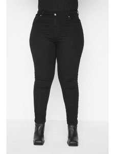 Trendyol Dżinsy - Skinny fit - w kolorze czarnym rozmiar: 42. Czarne jeansy Trendyol, bez wzorów, z podwyższonym stanem. Za 88,64 zł.