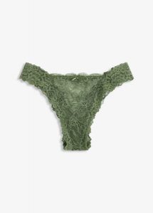 Figi brazylijskie z koronki. Zielone figi bonprix, bez wzorów, z koronki. Za 32,99 zł.