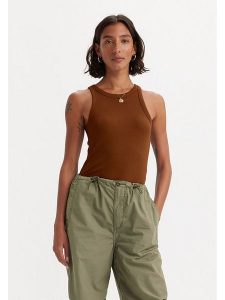 Levi's Top w kolorze jasnobrązowym rozmiar: M. Brązowe topy Levi's®, m, bez wzorów, prążkowane, bez kołnierzyka, bez ramiączek. Za 43,47 zł.