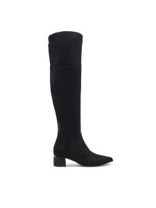 Guess Muszkieterki Lucie FLFLUC ESU11 Czarny. Czarne kozaki Guess, z aplikacjami, z materiału, bez obcasa, na płaskiej podeszwie, bez zapięcia. Za 649,99 zł.