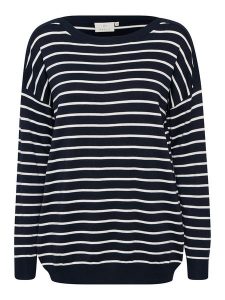 Kaffe Sweter "Mala" w kolorze granatowo-kremowym rozmiar: S. Brązowe swetry oversize Kaffe, s, bez wzorów, bez ramiączek. Za 109,78 zł.