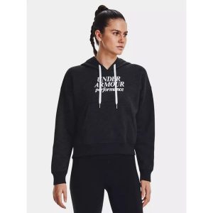 Bluza sportowa damska Under Armour Essential Script z kapturem. Czarne bluzy Under Armour, xl, bez wzorów, z kapturem. Za 169,99 zł.