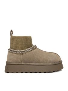 Badura Śniegowce EO-ANDREA-TS6278-01 Beżowy. Brązowe buty zimowe Badura, ze skóry, bez obcasa, bez zapięcia. Za 279,99 zł.