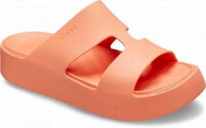 Klapki Dla Dorosłych Crocs Getaway Platform H-strap. Brązowe klapki Crocs, bez wzorów, z materiału, bez obcasa. Za 199,99 zł.