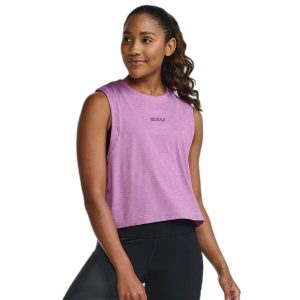 Damski tank top 2XU Motion Crop. Fioletowe topy 2XU, bez wzorów, sportowe, bez kołnierzyka, bez ramiączek. Za 189,50 zł.