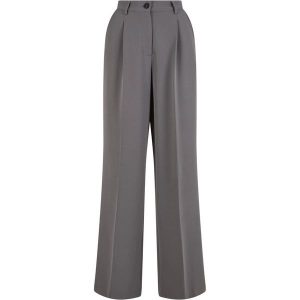 Damskie Spodnie Z Szerokimi Nogawkami. Szare spodnie dresowe Urban Classics, bez wzorów. Za 153,99 zł.