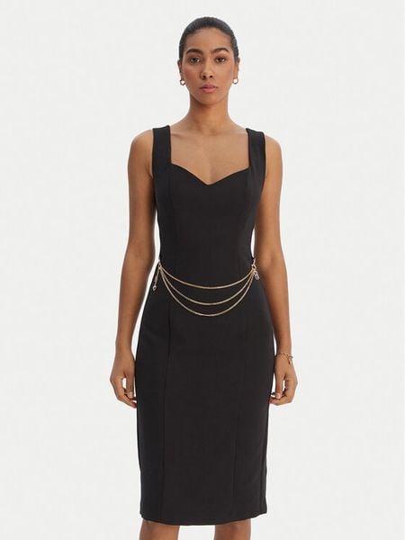 Fracomina Sukienka koktajlowa FR26SD2017W42901 Czarny Slim Fit. Czarne sukienki Fracomina, s, bez wzorów, z syntetyku, wizytowe, bez kołnierzyka, bez ramiączek. Za 669,99 zł.