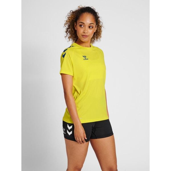 Koszulka damska Hummel Core Poly. Niebieskie bluzki Hummel, m, bez wzorów, ze skóry, sportowe, bez kołnierzyka, bez ramiączek. Za 119,00 zł.