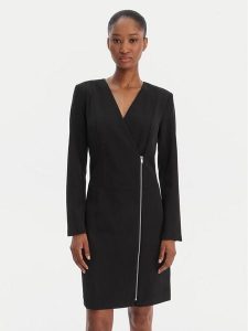 DKNY Sukienka koktajlowa DD5N2P53 Czarny Regular Fit. Czarne sukienki DKNY, bez wzorów, z syntetyku, wizytowe, bez kołnierzyka, bez ramiączek. Za 699,99 zł.