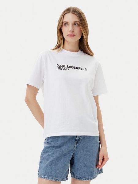 Karl Lagerfeld Jeans T-Shirt A1W17005 Biały Relaxed Fit. Białe t-shirty Karl Lagerfeld Jeans, m, bez wzorów, z bawełny, bez kołnierzyka, bez ramiączek. Za 249,99 zł.