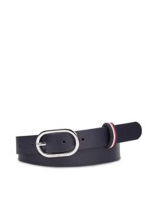 Tommy Hilfiger Pasek Damski Chic 2.5 Corp AW0AW16169 Granatowy. Niebieskie paski TOMMY HILFIGER, bez wzorów, ze skóry. Za 119,99 zł.