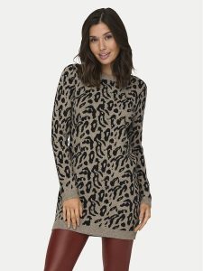 ONLY Sukienka dzianinowa Jenni 15321988 Beżowy Regular Fit. Brązowe kombinezony ONLY, s, bez wzorów, z dzianiny, bez kołnierzyka, bez ramiączek. Za 249,99 zł.