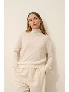 Just Cashmere Kaszmirowy golf "Loralia" w kolorze kremowym rozmiar: M. Brązowe golfy Just Cashmere, bez wzorów, z kaszmiru. Za 308,90 zł.