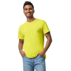 Ciężka Bawełniana Koszulka Unisex Dla Dorosłych. Zielone bluzki GILDAN, xl, bez wzorów, z bawełny, sportowe, bez kołnierzyka, bez ramiączek. Za 51,99 zł.