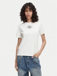 HUGO T-Shirt Damacia 8 50573353 Biały Regular Fit. Białe t-shirty Hugo, s, bez wzorów, z bawełny, bez kołnierzyka, bez ramiączek. Za 299,99 zł.