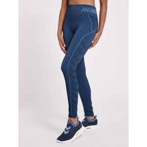 Damskie legginsy mid-rise Hummel TE Christel. Niebieskie legginsy Hummel, bez wzorów, z dzianiny. Za 110,00 zł.