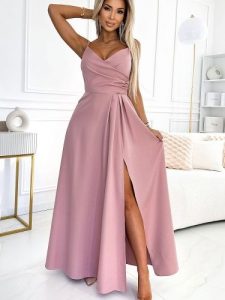 Sukienka Model Chiara 299-16 Dirty Pink - Numoco. Różowe sukienki NUMOCO, na co dzień, l, z aplikacjami, z elastanu, eleganckie, bez kołnierzyka, plus size, bez ramiączek, maxi, proste. Za 568,16 zł.