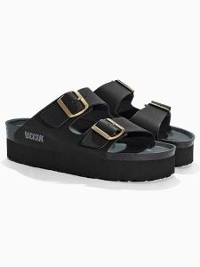 BACKSUN Klapki "Maldives" w kolorze czarnym rozmiar: 38. Czarne klapki Backsun, bez wzorów, z materiału, z otwartym noskiem, bez obcasa, na platformie. Za 169,95 zł.