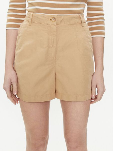 Tommy Hilfiger Szorty materiałowe WW0WW41603 Beżowy Relaxed Fit. Brązowe szorty TOMMY HILFIGER, bez wzorów, ze lnu. Za 339,99 zł.