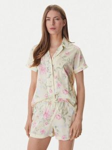LAUREN RALPH LAUREN Piżama ILN12493 Żółty Regular Fit. Żółte piżamy Lauren Ralph Lauren, bez wzorów, z bawełny, bez ramiączek. Za 449,99 zł.