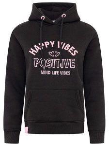Zwillingsherz Bluza "Happy Vibes" w kolorze czarnym rozmiar: XXL. Czarne bluzy Zwillingsherz, xxl, bez wzorów, z kapturem. Za 180,49 zł.