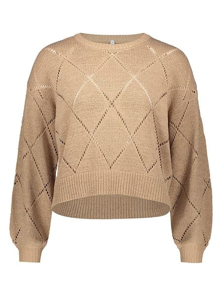ONLY Sweter w kolorze jasnobrązowym rozmiar: L. Brązowe swetry oversize ONLY, l, bez wzorów, bez ramiączek. Za 82,83 zł.