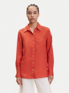 Marc O'Polo Koszula 503 1135 42427 Pomarańczowy Regular Fit. Brązowe koszule Marc O'Polo, bez wzorów, ze lnu, bez kołnierzyka, bez ramiączek. Za 379,99 zł.