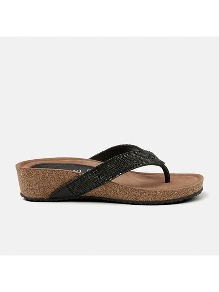 Lazamani Skórzane japonki w kolorze czarnym rozmiar: 42. Czarne klapki Lazamani, bez wzorów, ze skóry, z otwartym noskiem, bez obcasa, na koturnie. Za 126,45 zł.