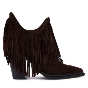 Kowbojki Alma En Pena. Brązowe botki Alma en Pena, bez wzorów, bez obcasa, na słupku, bez zapięcia. Za 549,99 zł.