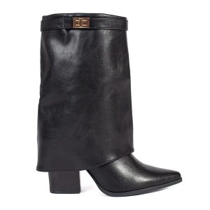 Czarne eleganckie botki damskie na obcasie. Czarne botki bez wzorów, bez obcasa, na obcasie, bez zapięcia. Za 260,45 zł.