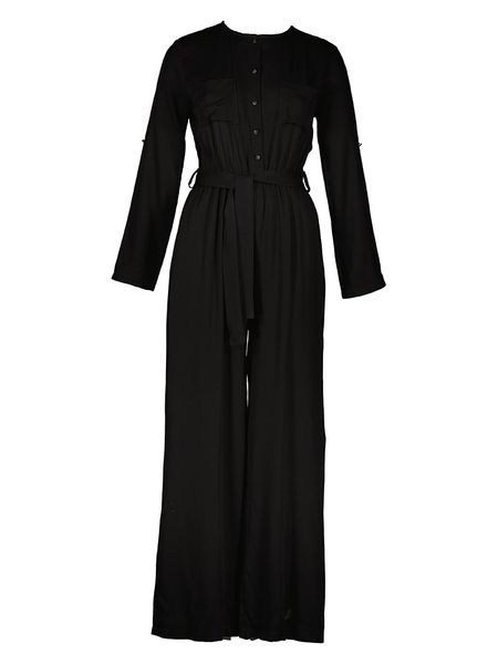 Gunes Kizi Kombinezon w kolorze rozmiar: 38. Czarne kombinezony Gunes Kizi, bez wzorów, z tkaniny, bez kołnierzyka, bez ramiączek. Za 178,37 zł.