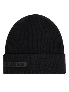 Guess Czapka AM9583 POL01 Czarny. Czarne czapki Guess, z aplikacjami, z wiskozy. Za 139,99 zł.