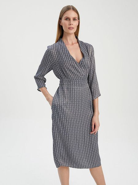 BGN Sukienka w kolorze szaro-białym rozmiar: 34. Szare sukienki BGN, na imprezę, bez wzorów, z wiskozy, bez kołnierzyka, bez ramiączek, midi. Za 83,22 zł.