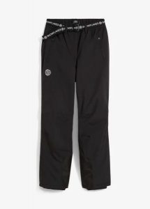 Spodnie narciarskie ocieplane, na podszewce z polaru, nieprzemakalne. Czarne spodnie sportowe bonprix, bez wzorów, z polaru, narciarskie. Za 229,99 zł.
