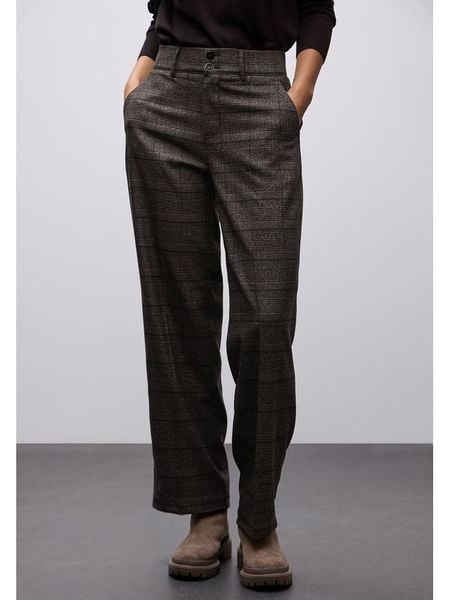 Street One Spodnie w kolorze brązowym rozmiar: 42/L30. Brązowe spodnie z wysokim stanem Street One, bez wzorów, z materiału, z podwyższonym stanem. Za 213,69 zł.