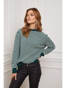 Joséfine Sweter w kolorze zielono-kremowym ze wzorem rozmiar: L. Zielone swetry oversize Joséfine, l, bez wzorów, z kaszmiru, bez ramiączek. Za 289,88 zł.