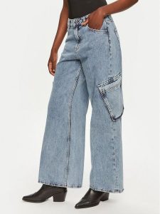 Hugo Jeansy Gemanda 50519907 Niebieski Wide Leg. Niebieskie jeansy Hugo, bez wzorów, z bawełny. Za 629,99 zł.