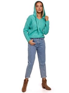 Made of emotion Bluza w kolorze turkusowym rozmiar: L/XL. Niebieskie bluzy Made Of Emotion, l, bez wzorów, ze splotem, z kapturem. Za 105,38 zł.